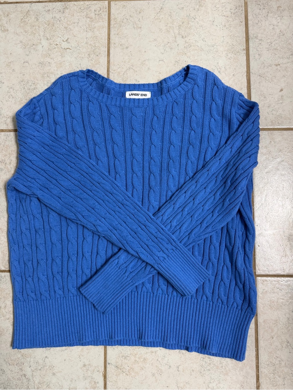 Lands' End Women's Cable Knit Sweater - Blue